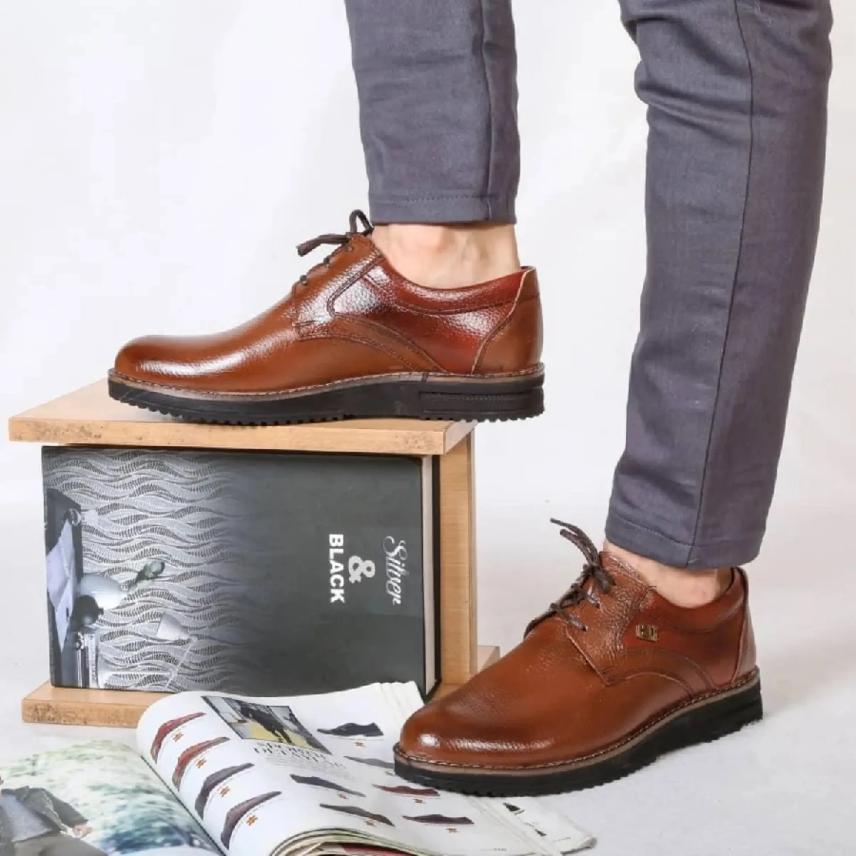 کفش چرم مردانه مدل شهاب بندی کفش چرم مردانه مدل شهاب بندی